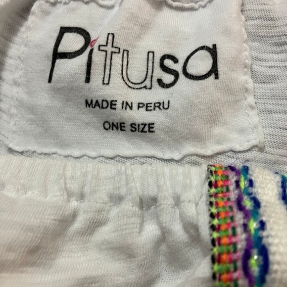 Pitusa White Off-Shoulder Blouse with Blue Accents - Picture 5 of 6